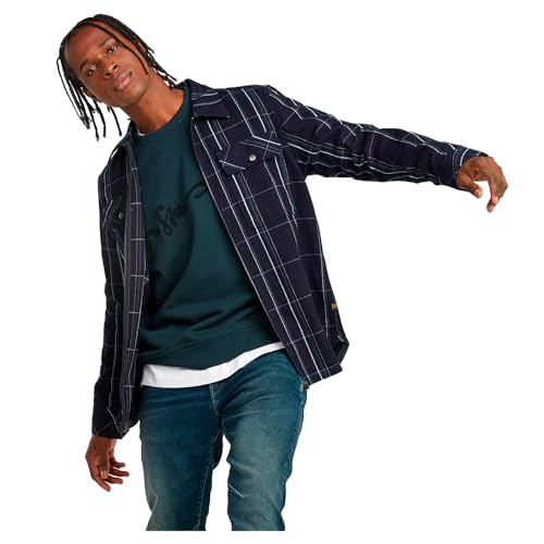 G-Star Men's GPO Zip Overshirt, Multicolour (rinsed yoto check D25825-D745-G707), S