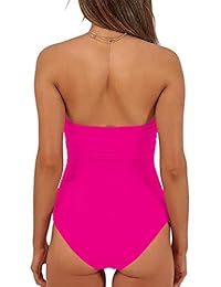 Bañador sexy sin tirantes para dama con nudo delantero de cintura alta