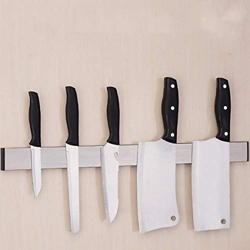 Magnetic Self-Adhesive Knife Holder Stand Stainless Steel Block Wall Mounted Easy Storage Knife Rack Strip for Kitchen Utensil - Silver