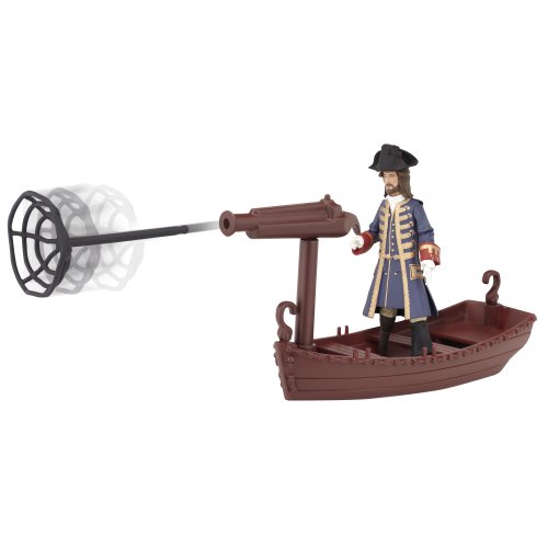 Pirates Of The Carribean Battle Pack Wave #1 Barbosa With Long Boat And Firing Projectile With Net