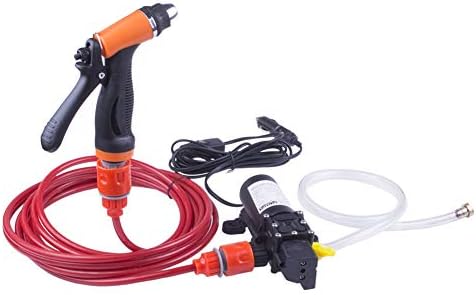 MOOLI 12V 100W 145PSI Portable High Pressure Car Washer Car Electric Washer Pump with 6M Pressure Washer Hose and Spray for Home, Garden, Vehicles, Projects