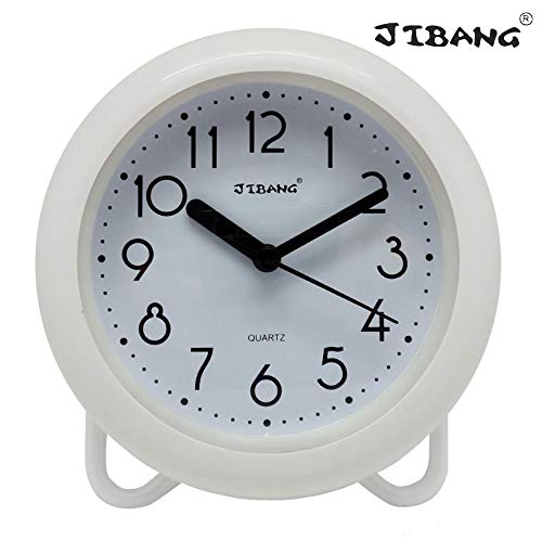 JIBANG Waterproof Bathroom Clock, Desktop Clocks for Bathroom, 7 Inches Silent Non-Ticking Prevent Mist Wall Clock, 7 Colors are Optional, White (Best Desktop Clock For Windows 7)