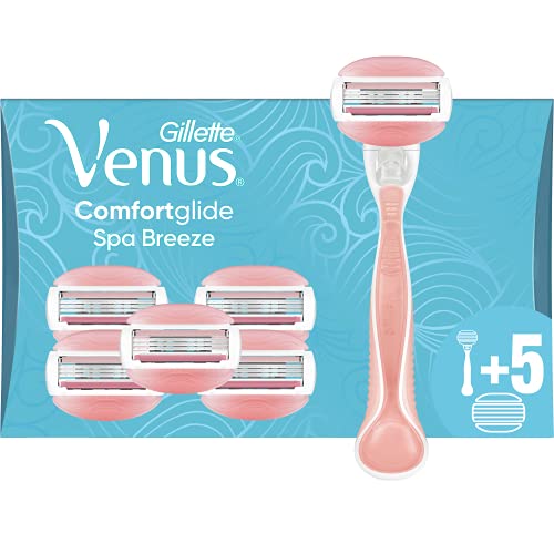 Gillette Venus ComfortGlide Spa Breeze Rasoir Femme, Rasage de Près en Douceur, 1 x Rasoir + 6 Lames