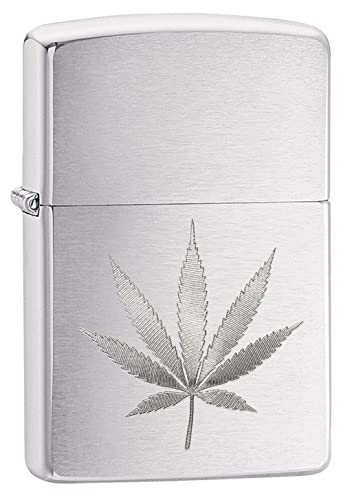 Zippo Stormaansteker - Leaf design, Brushed Chrome, Auto Engrave - Navulbaar - Herbruikbaar - Windbestendig design - Geschenkdoos - Made in USA