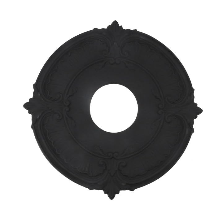 Photo 1 of Crapyt Ceiling Fan Medallion Decorative Ceiling Light Medallion Ceiling Light Plate for Ceiling Fan 12.01"OD x 3.35"ID Black