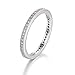 BORUO 2MM 925 Sterling Silver Ring, Cubic Zirconia CZ Wedding Band Stackable Ring Size 11