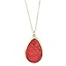 LUX ACCESSORIES Gold Tone Boho Faux Red Howlite Stone Teardrop Layered Necklace