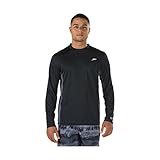 Speedo Men's Longview Long Sleeve Swim Tee Black/Black Rash Guard Shirt LG