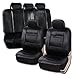 Zone Tech Universal Leather Car Seat Covers – 11-Piece Classic Black Luxury Universal Fit Interior Décor PU Leather Car Seat Cover