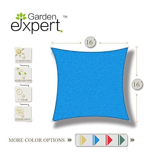 Garden EXPERT 16’x16’Square Knitting Sun Shade Sail for Garden,Outdoor and Patio,Blue