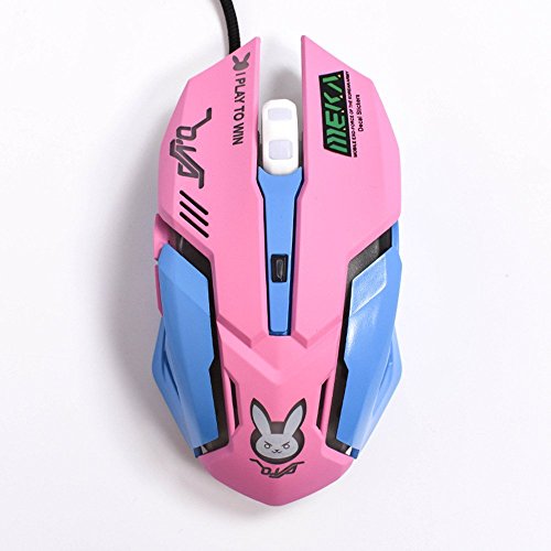 Gaming Mouse, Backlit Optical Game Mice Ergonomic USB Wired with 2400 DPI and 6 Buttons 4 Shooting for Pro Game PC Computer Laptop Desktop Mac (Pink)