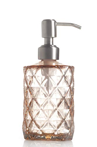 Easy-Tang 12 Oz Soap Dispenser for Kitchen,Bathroom - Refillable Wash Hand Liquid Clear Glass Bottle with Stainless Steel Pump,Ideal for Containers,Dish Detergent,Essential Oil,Shampoo Lotion (Amber) - Thumbnail 7