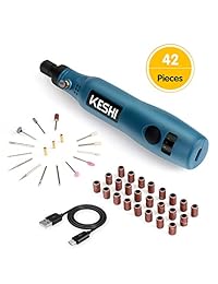 KeShi Rotary Tool - Kit de accesorios para herramientas rotativas inalámbricas de 3.7V, 3 potentes configuraciones de velocidad, cabezales intercambiables de 42 piezas, batería recargable USB para bricolaje delicado y liviano y pequeños proyectos