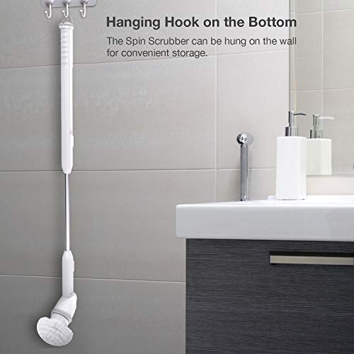 Electric Spin Scrubber, 360 Cordless Bathroom Cleaner, Waterproof Power Brush with 3 Replaceable Scrubber Cleaning Brush Heads, Anti-Slip Handle and Extension Arm for Tub, Tile, Floor - Thumbnail 6