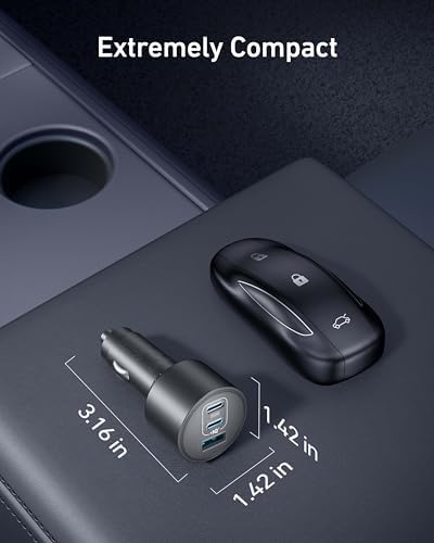 Caricatore Auto USB C 167.5W Max, Accendisigari USB C 3-Porte Ultra-Compatto e Rapido, Per MacBook Pro/Air, iPhone 16/15/14/13 Serie, Samsung S24/S23, iPad Pro, AirPods, e Altro Ancora