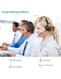 YAMAY   Auriculares Bluetooth para teléfono móvil, con micrófono y estación de carga, cancelación de ruido, manos libres, Bluetooth, para camión, conductor, centro de llamadas, oficina, iPhone, teléfonos Android