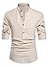 NITAGUT Men Henley Neck Long Sleeve Daily Look Linen Shirts