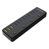 ORICO USB 3.0 Hub 12 Port with 3 BC1.2 Charging Port, 60W (12V/5A) Power Adapter for MacBook, Mac Pro/Mini, iMac, XPS, Surface Pro, Laptop, iPhone, Galaxy Series, HDD Hard Drive, and More