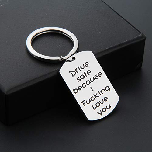 MAOFAED Driver Keychain Drive Safe Because I Fucking Love You Trucker Husband Gift New Driver Gift (Driver Keychain)