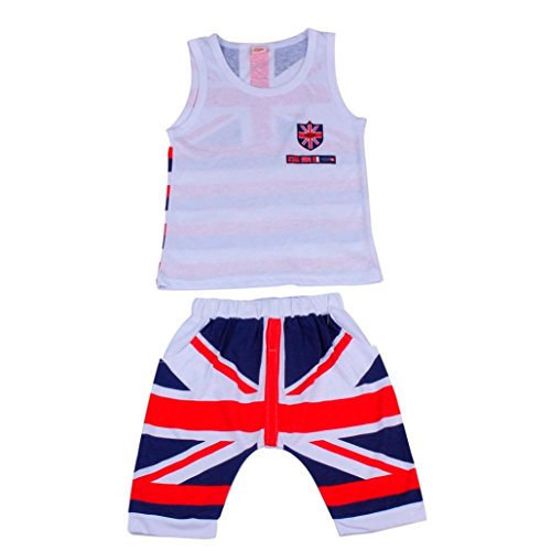 JUNKE 2017 Hot Fation Baby Boys Union Jack Outfits Vest Tops Pants Set Clothes - Image 7