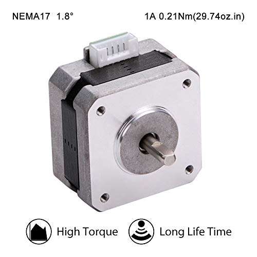 MOONS' NEMA17 Stepper Motor 3D printer 0.2Nm(28oz-in)1A2Phase 1.8 degree Stepper Motor 25.3mm(1in.) Smooth Stepper Motor (Stepper Motor Cable00723 include, model MS17HD5P4100)