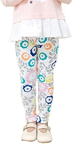 Fitcat Toddler Girls Pants Carton Print Cotton Basic Leggings Tights (flower, 4T)