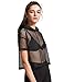 MakeMeChic Women's Fishnet Hooded See Through Sheer Pure Mesh Crop Top Black S