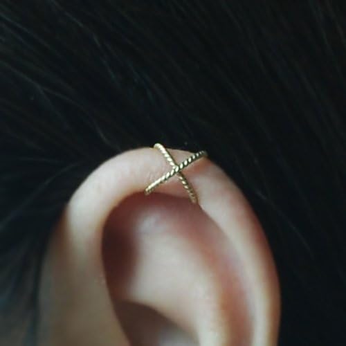 20gauge Criss Cross X Ear Cuff, Cartilage earring, Fake conch piercing,Boho jewelry, Ear Jacket, Cartilage earring , Holiday gift, for her, Handmade Gift, Please select an option