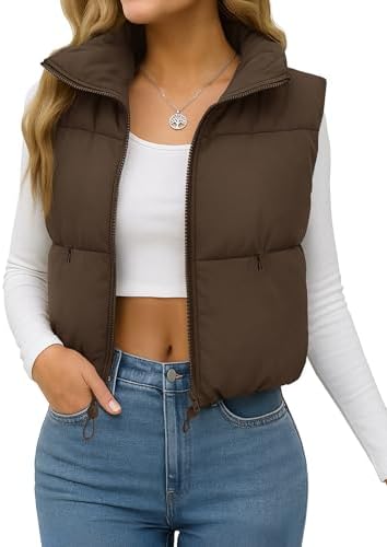 JZC Womens Puffer Vest Fashion Lightweight Jacket Winter Zip Up