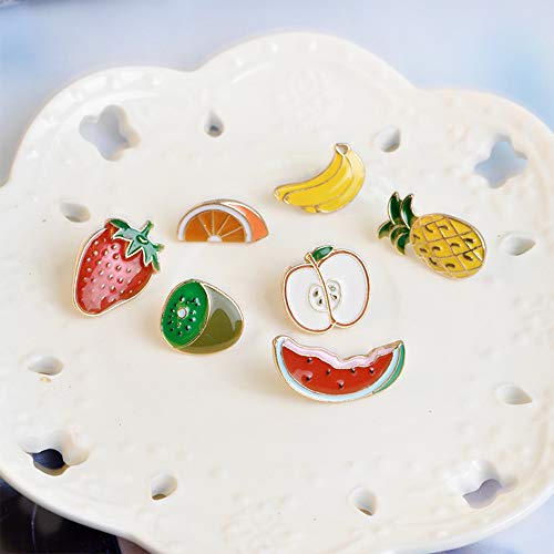 Cute Enamel Lapel Pins Set Cartoon Animal Plant Floral Fruits Foods Brooches Pin Badges for Clothing Bags Backpacks Jackets Hat DIY (Kiwi orange apple banana fruits set of 7) - Thumbnail 5