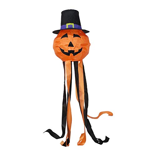 OUTOUR Halloween Pumpkin Jack-O-Lantern Jack O Lantern Fabric Windsock Wind Sock Hanging Decorations 52" Flag for Garden Patio Lawn Backyard Home Yard Porch Balcony Outdoor Decor Party Supplie - Thumbnail 5