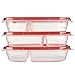 Rubbermaid TakeAlongs Divided Rectangular Food Storage Containers, 3.7 Cup, Tint Chili, 3 Count