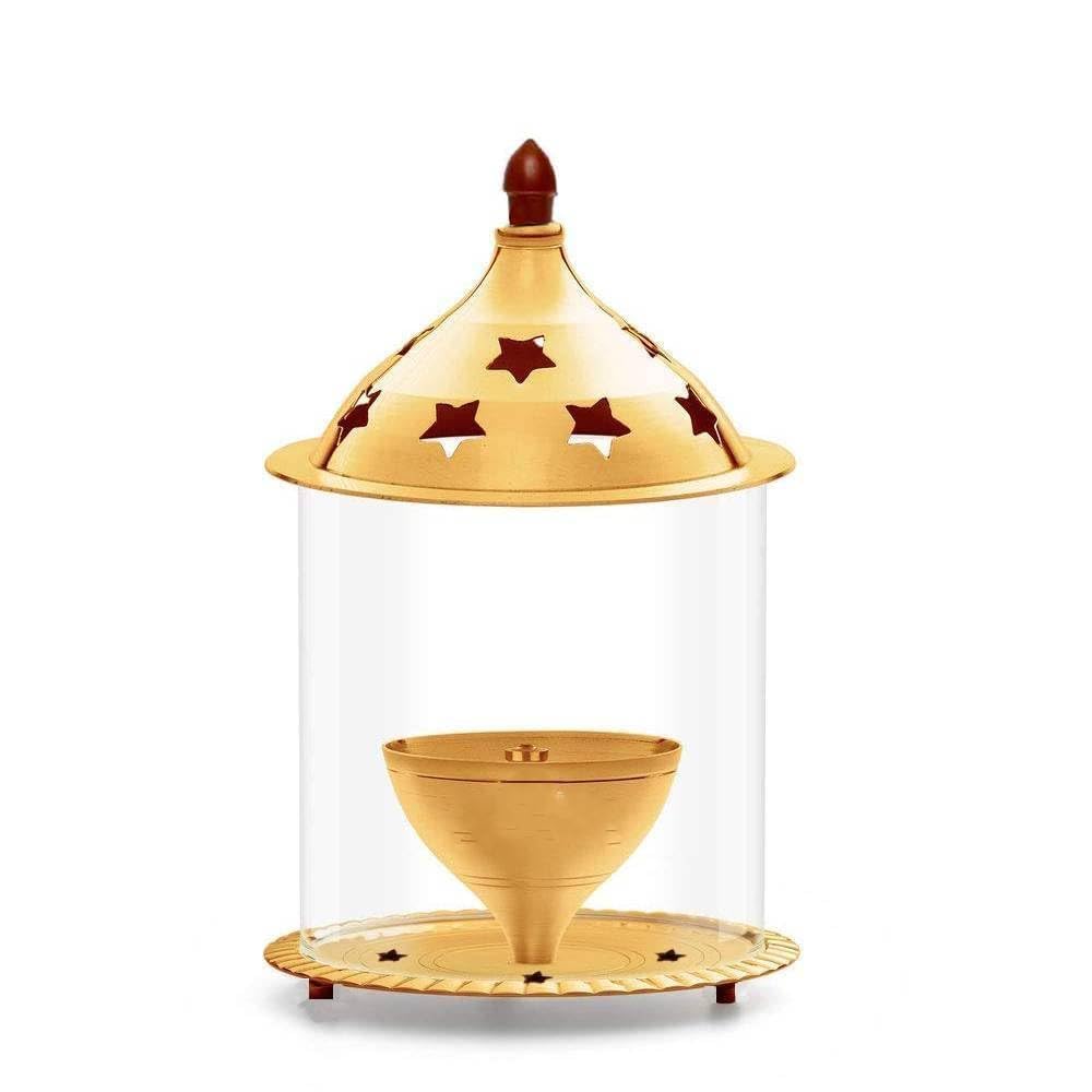 Aditri Creation Brass Star Apple shape akhand Oil Diya/Lamp Hindu Puja Religious Brass Oil Lamp Pooja Essential for Indian Traditional Pooja Items New year Gifts Decoration (Size:-L;3 Inch,H;5 Inch)