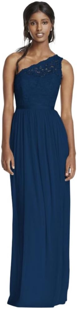 Long One Shoulder Lace Bridesmaid Dress Style F17063