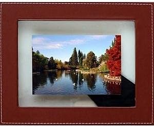Chocolate-brown COSMOPOLITAN STITCH FLOAT leather frame by Dennis Daniels® - 8x10