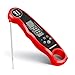 SAUNORCH Digital Meat Thermometer, Upgraded Waterproof Instant Read Digital Food Cooking Thermometer for Grilling Liquid BBQ Kitchen Baking Thermometer with Calibration and Backlit (Red)