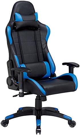 BlLUE SWORD Racing Style Swivel Adjustable Handrest Computer Gaming Chair PU Leather and High Back Recling Chair (blue)