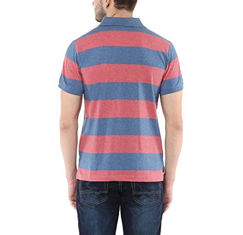 american crew men's cotton t-shirt blue and brick red melange