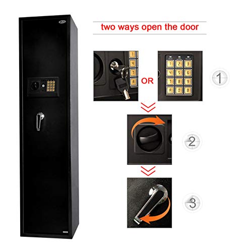 Moutec Large Electronic Rifle Safe, Quick Access 5-Gun Large Metal Rifle Gun Security Cabinet (with/Without Scope) with Pistol/Handgun Lock Box