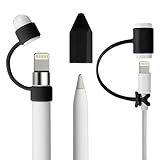 Fintie 3 Pieces Bundle for Apple Pencil Cap Holder, Nib Cover, Charging Cable Adapter Tether for Apple Pencil 1st Generation, iPad 10.2, iPad 9.7, iPad Air 3rd Gen, iPad Pro 10.5 Pencil, Black