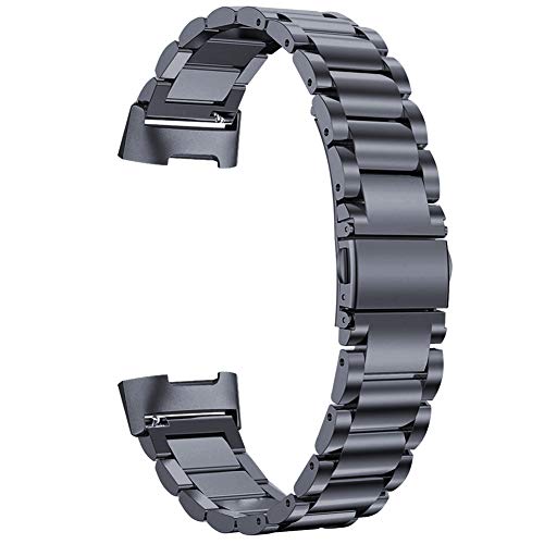 Oitom Metal Bands Compatible Fitbit Charge 3 /Charge 3 SE Band Women Men Small Large,Stainless Steel Milanese Loop Replacement Band Wrist Accessories Straps (Space Grey)