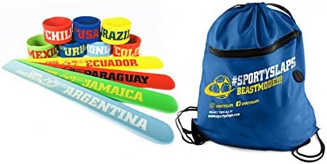 Copa America Slap Bracelets &amp; Drawstring Bag for Kids Boys &amp; Girls Birthday Party Supplies Favors (12 pack)