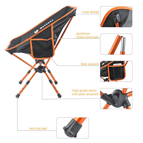 MECHHRE Campingstuhl,Tragbarer Campingstuhl,Ultraleicht Campingstuhl,Faltbar Angelstuhl,Verstellbarer Höhe Campingstuhl… – Bild 4