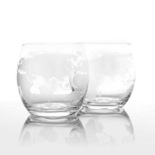 Atterstone Globe Whiskey Glasses, 12-Ounce Whiskey and Scotch Glasses, Great for Gift Giving or Home Bar, Set of 2 - Thumbnail 2