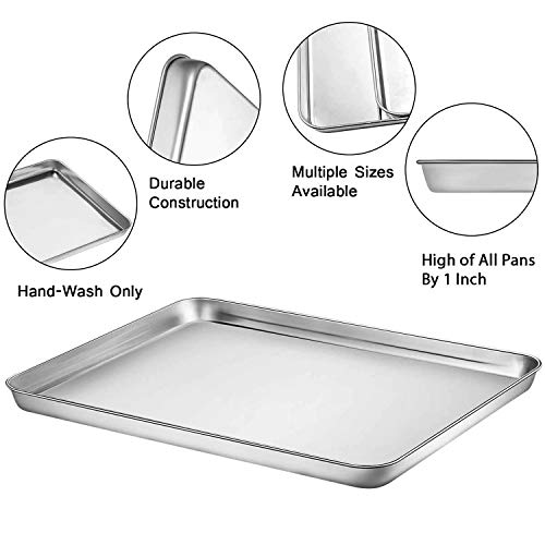 Baking Sheet with Silicone Baking Mat, Set of 8 (4 Sheets + 4 Baking Mats), Fungun Stainless