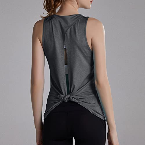 Workout Tops for Women Open Back Shirts Yoga Tank Tops Sports Bra Sleeveless Tees Casual Athletic Tshirts