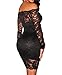 Shawhuwa Womens Sexy Floral Lace Sheer Off Shoulder Bodycon Mini Dress (XX-Large, Black 7)