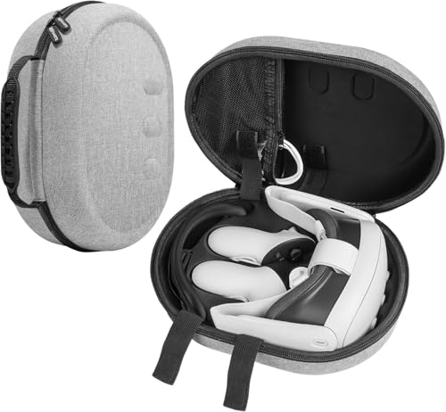 Odluzy Hard Carrying Case for Meta Quest 3, Portable Protection Accessories for Oculus Quest 3, Compact design, Multiple Compartments (Grey)