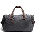 Kemy's Canvas Duffle Bag Oversized Genuine Leather Weekend Bags for Men and Women（Without Shoe Compartment）