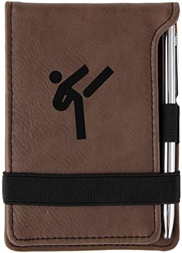 Taekwondo Engraved Leather Personalized Mini Notepad With Pen